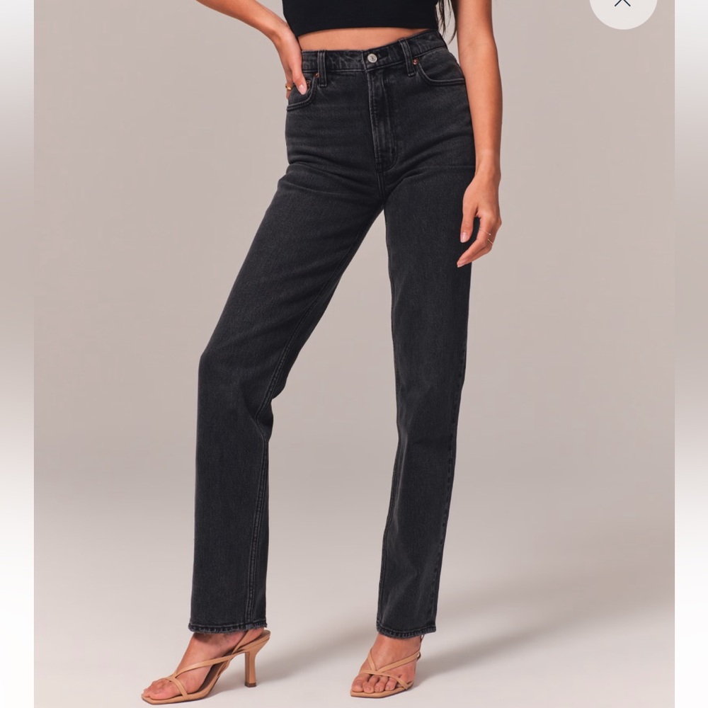 Abercrombie Black 90s Straight Ultra High Rise Jeans